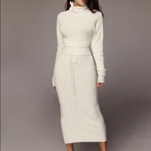 Ivory Aubrey Turtleneck Sweater Dress - Small